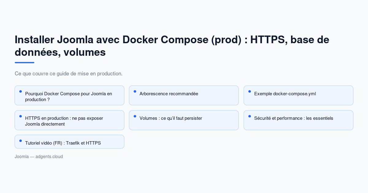 Installer Joomla avec Docker Compose (prod) : HTTPS, base de données, volumes