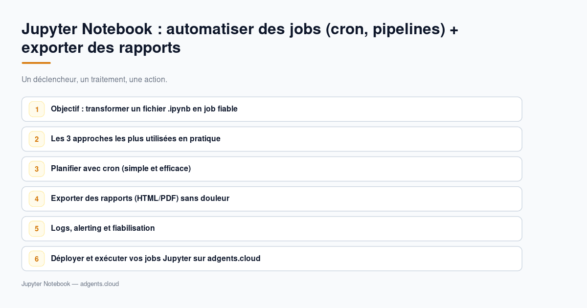 Jupyter Notebook : automatiser des jobs (cron, pipelines) + exporter des rapports