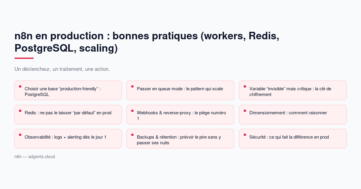n8n en production : bonnes pratiques (workers, Redis, PostgreSQL, scaling)