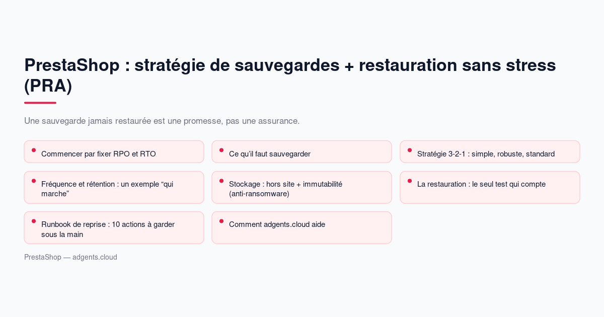 PrestaShop : stratégie de sauvegardes + restauration sans stress (PRA)